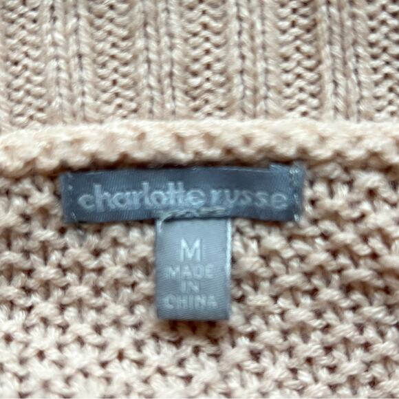 Charlotte Russe Cowl Neck Cable Knit Sweater Nude w/ Pink Undertones Size Medium - Picture 5 of 7